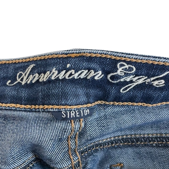 American Eagle Outfitters AEO Skinny Stretch Size 0 Dark Blue Wash 5-Pockets Low - Picture 4 of 14